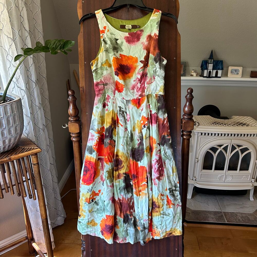 Eva Franco Anthropologie En Plein Air Floral Sleeveless Dress Sz 2
